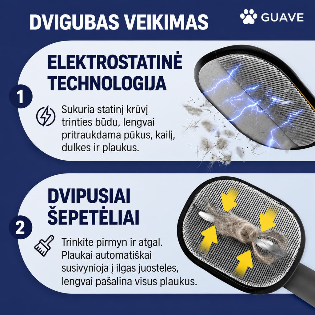 Guave naminių gyvūnėlių plaukų šalinimo pirštinės