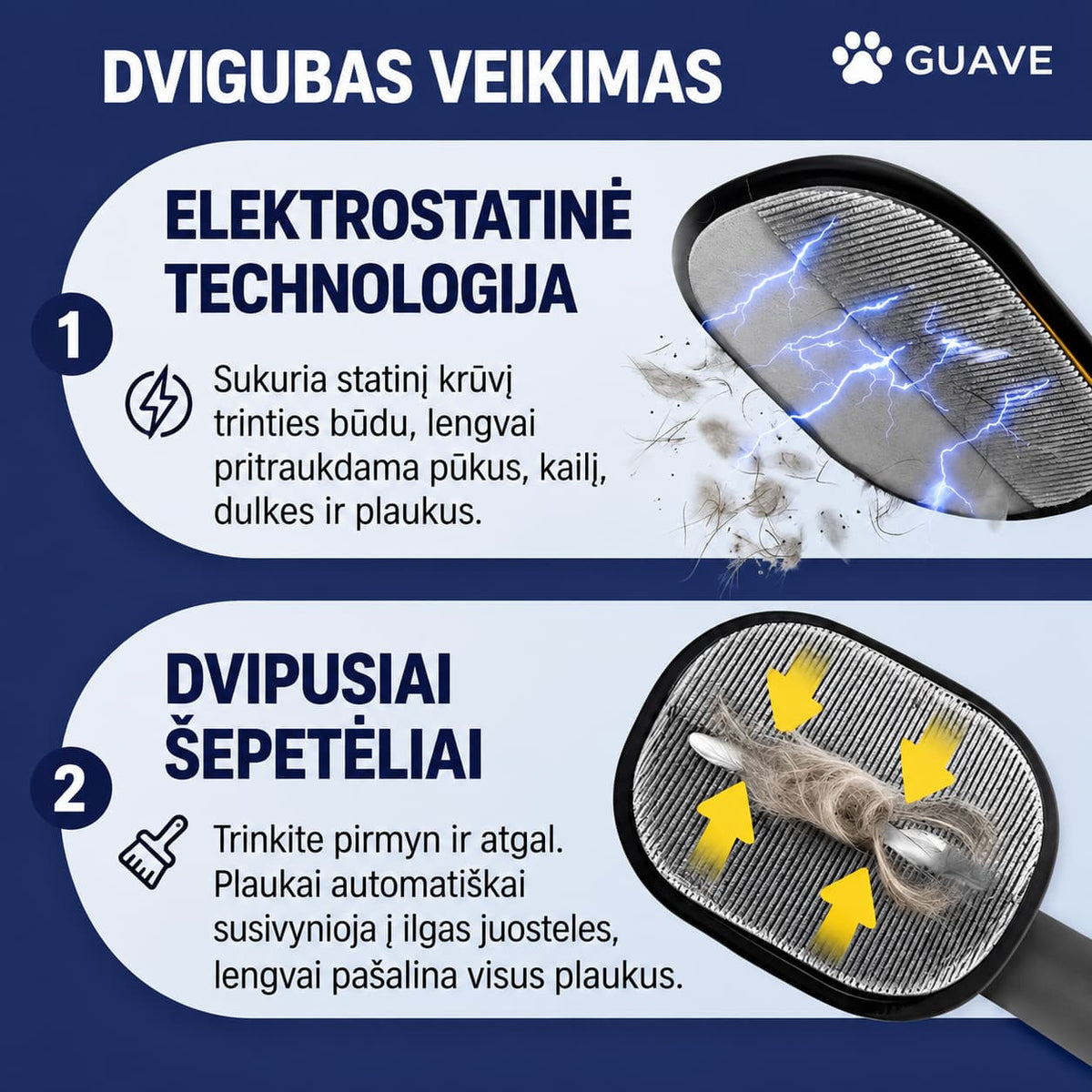 Guave naminių gyvūnėlių plaukų šalinimo pirštinės